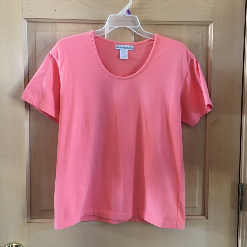 Peach Scoop Neck Short Sleeve T-Shirt from Dress Barn - Size L